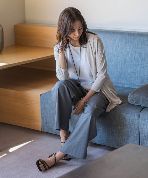 LAUTREAMONT(ロートレアモン)の「【WEB限定】ひやさらシワレス着流しカーディガン(Tシャツ/カットソー・レディース・ブラック/ブルー/ベージュ/ホワイト/グリーン・9号/11号)」の8枚目の写真