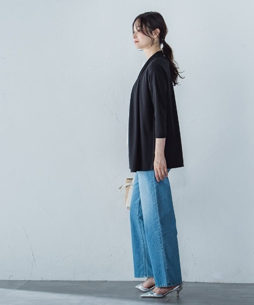 LAUTREAMONT(ロートレアモン)の「【WEB限定】ひやさらシワレス着流しカーディガン(Tシャツ/カットソー・レディース・ブラック/ブルー/ベージュ/ホワイト/グリーン・9号/11号)」の15枚目の写真