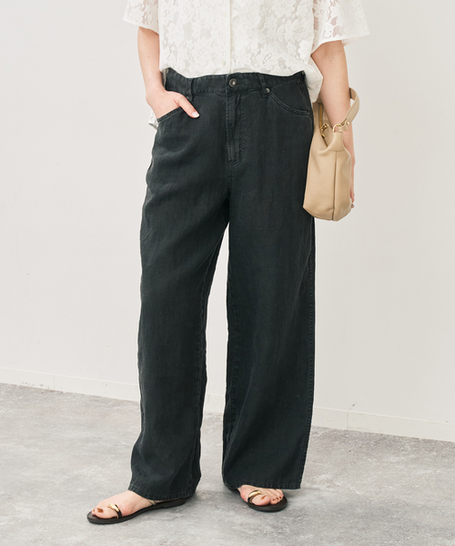 Spick & Span(スピックアンドスパン)の「TICCA / ティッカ リネンガーメントダイパンツ(その他パンツ・レディース・チャコールグレー/ネイビー/ホワイト・1/FREE)」の9枚目の写真