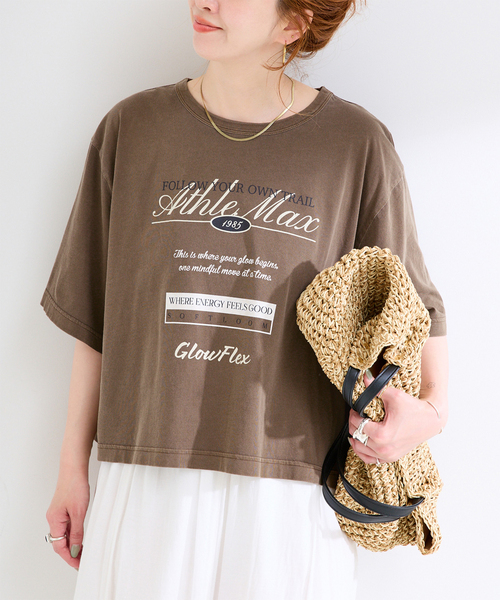 Simplicite(サンプリシテ)の「手洗い可 / ピグメントロゴTEE(Tシャツ/カットソー・レディース・チャコールグレー/ブラウン/ホワイト・FREE)」の3枚目の写真