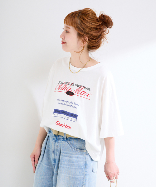 Simplicite(サンプリシテ)の「手洗い可 / ピグメントロゴTEE(Tシャツ/カットソー・レディース・チャコールグレー/ブラウン/ホワイト・FREE)」の2枚目の写真