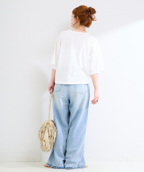 Simplicite(サンプリシテ)の「手洗い可 / ピグメントロゴTEE(Tシャツ/カットソー・レディース・チャコールグレー/ブラウン/ホワイト・FREE)」の12枚目の写真