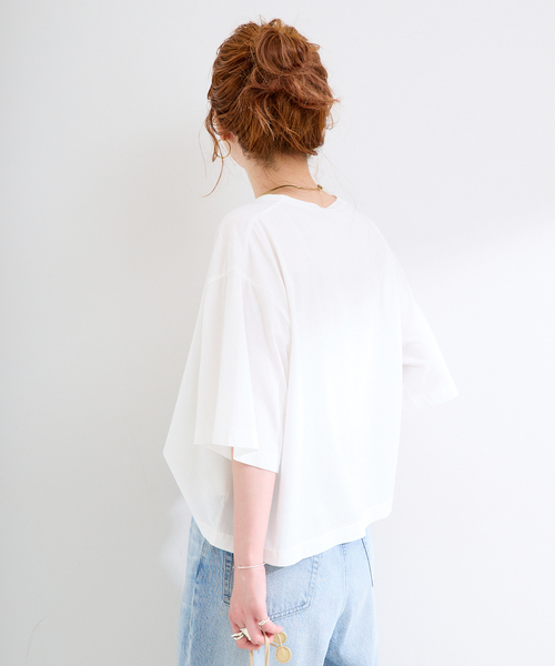 Simplicite(サンプリシテ)の「手洗い可 / ピグメントロゴTEE(Tシャツ/カットソー・レディース・チャコールグレー/ブラウン/ホワイト・FREE)」の15枚目の写真