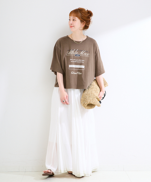 Simplicite(サンプリシテ)の「手洗い可 / ピグメントロゴTEE(Tシャツ/カットソー・レディース・チャコールグレー/ブラウン/ホワイト・FREE)」の16枚目の写真