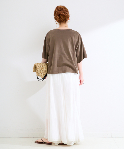 Simplicite(サンプリシテ)の「手洗い可 / ピグメントロゴTEE(Tシャツ/カットソー・レディース・チャコールグレー/ブラウン/ホワイト・FREE)」の18枚目の写真