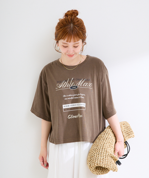 Simplicite(サンプリシテ)の「手洗い可 / ピグメントロゴTEE(Tシャツ/カットソー・レディース・チャコールグレー/ブラウン/ホワイト・FREE)」の19枚目の写真