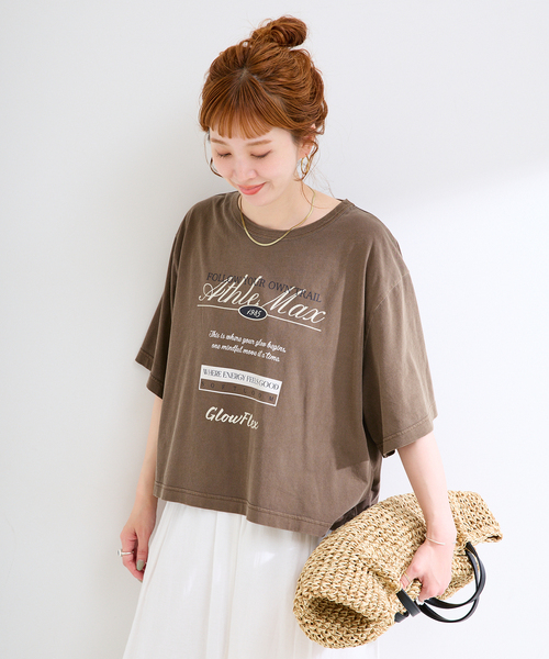 Simplicite(サンプリシテ)の「手洗い可 / ピグメントロゴTEE(Tシャツ/カットソー・レディース・チャコールグレー/ブラウン/ホワイト・FREE)」の20枚目の写真