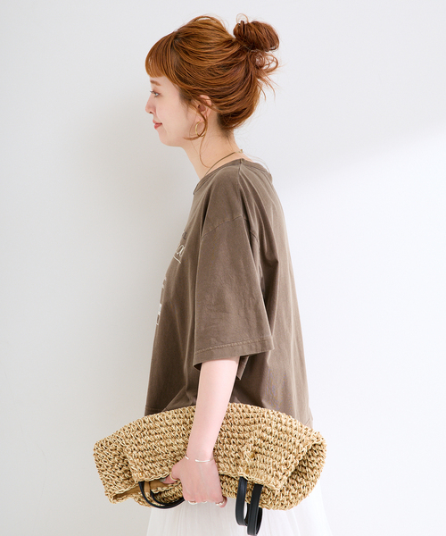 Simplicite(サンプリシテ)の「手洗い可 / ピグメントロゴTEE(Tシャツ/カットソー・レディース・チャコールグレー/ブラウン/ホワイト・FREE)」の21枚目の写真