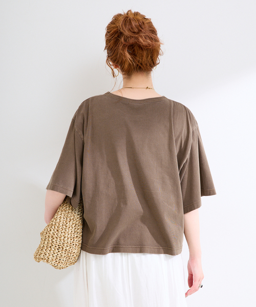 Simplicite(サンプリシテ)の「手洗い可 / ピグメントロゴTEE(Tシャツ/カットソー・レディース・チャコールグレー/ブラウン/ホワイト・FREE)」の22枚目の写真