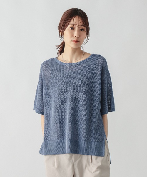 GLOBAL WORK(グローバルワーク)の「洗えるメッシュラメ半袖*タンクトップ/658137(Tシャツ/カットソー・レディース・ダークグレー/ブルー系その他6/オフホワイト・MEDIUM/LARGE)」の3枚目の写真