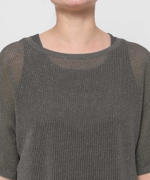 GLOBAL WORK(グローバルワーク)の「洗えるメッシュラメ半袖*タンクトップ/658137(Tシャツ/カットソー・レディース・ダークグレー/ブルー系その他6/オフホワイト・MEDIUM/LARGE)」の17枚目の写真
