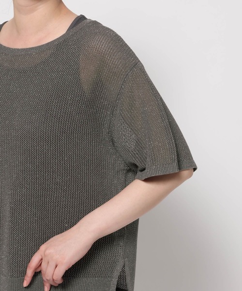 GLOBAL WORK(グローバルワーク)の「洗えるメッシュラメ半袖*タンクトップ/658137(Tシャツ/カットソー・レディース・ダークグレー/ブルー系その他6/オフホワイト・MEDIUM/LARGE)」の19枚目の写真