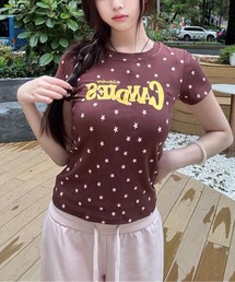 フロント英字ロゴ スター星柄ショートtシャツ