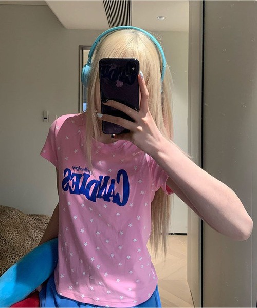 MAISON DE THERESE(メゾン ド テレーズ)の「フロント英字ロゴ スター星柄ショートtシャツ(Tシャツ/カットソー・レディース・BROWN/PINK/ホワイト・M)」の7枚目の写真