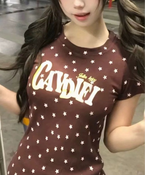 MAISON DE THERESE(メゾン ド テレーズ)の「フロント英字ロゴ スター星柄ショートtシャツ(Tシャツ/カットソー・レディース・BROWN/PINK/ホワイト・M)」の22枚目の写真