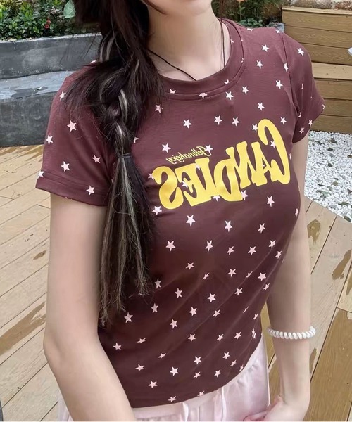 MAISON DE THERESE(メゾン ド テレーズ)の「フロント英字ロゴ スター星柄ショートtシャツ(Tシャツ/カットソー・レディース・BROWN/PINK/ホワイト・M)」の20枚目の写真