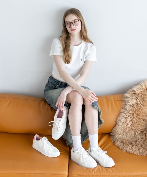 U.S. POLO ASSN.(ユーエスポロアッスン)の「【U.S. POLO ASSN.】clear 別注 カジュアルスニーカー(スニーカー・レディース・ピンク/ゴールド・M/L)」の5枚目の写真