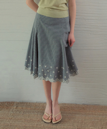 Prairie Flower Check Embroidered Skirt_Black(OB6SK07)