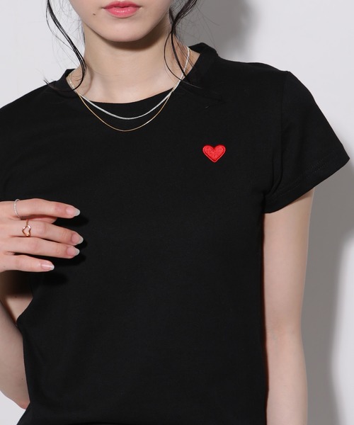 セール】ハート刺繍半袖Tシャツ（Tシャツ/カットソー）｜pumpkin port