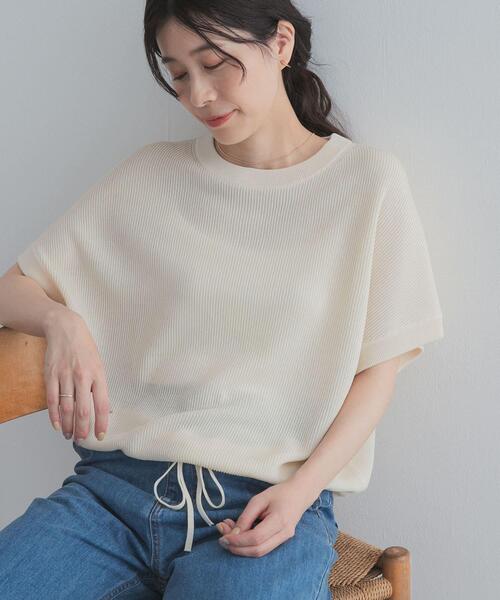 URBAN RESEARCH DOORS(アーバンリサーチドアーズ)の「ドライタッチドロストニットプルオーバー(ニット/セーター・レディース・ブラック/オフホワイト/カーキ・FREE)」の4枚目の写真