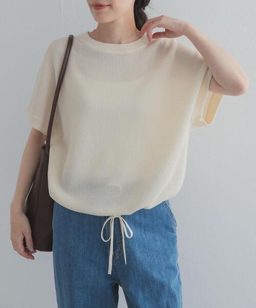URBAN RESEARCH DOORS(アーバンリサーチドアーズ)の「ドライタッチドロストニットプルオーバー(ニット/セーター・レディース・ブラック/オフホワイト/カーキ・FREE)」の5枚目の写真