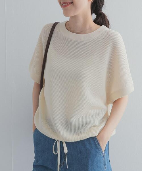 URBAN RESEARCH DOORS(アーバンリサーチドアーズ)の「ドライタッチドロストニットプルオーバー(ニット/セーター・レディース・ブラック/オフホワイト/カーキ・FREE)」の6枚目の写真