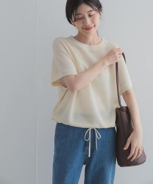 URBAN RESEARCH DOORS(アーバンリサーチドアーズ)の「ドライタッチドロストニットプルオーバー(ニット/セーター・レディース・ブラック/オフホワイト/カーキ・FREE)」の9枚目の写真