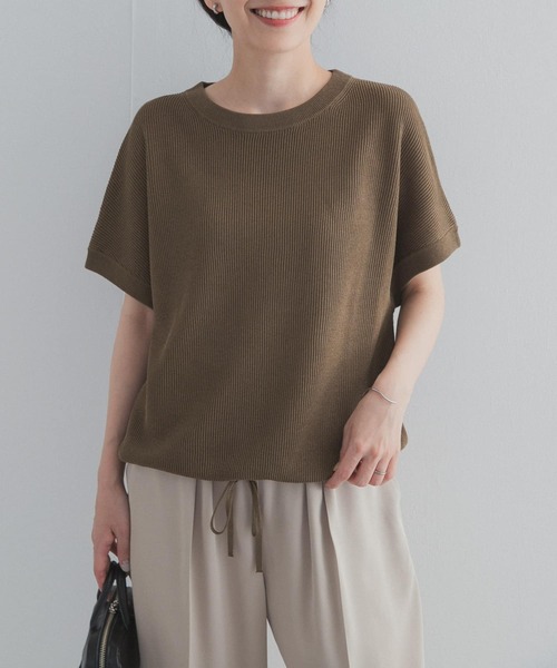 URBAN RESEARCH DOORS（アーバンリサーチドアーズ）の「ドライタッチドロストニットプルオーバー（ニット/セーター・レディース・ブラック/オフホワイト/カーキ・FREE）」の12枚目の写真