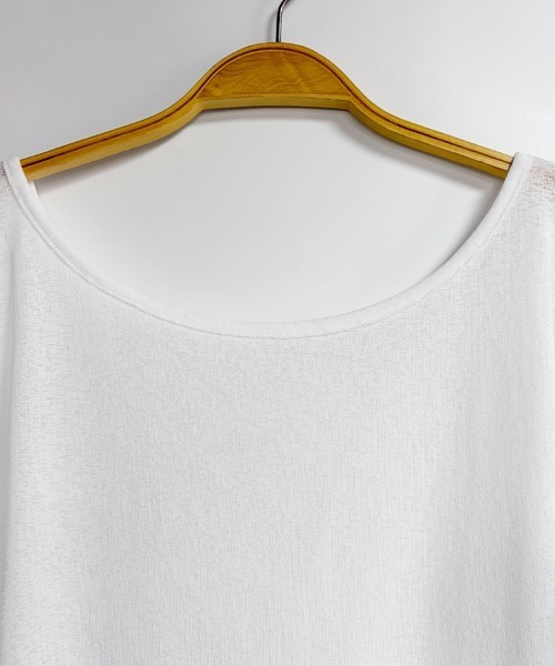 ONEP STAR(ワンピスター)の「シアーボートネック長袖ニットソー(Tシャツ/カットソー・レディース・ライトブルー/ホワイト/ライトイエロー/グリーン/ブラック/ピンク/グレー/グレイッシュベージュ・FREE)」の12枚目の写真