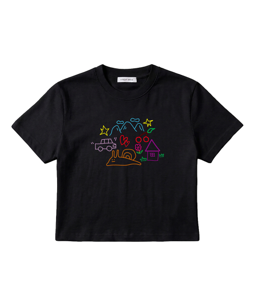 ARIGHTANGLE(アライトアングル)の「CAT SNAIL CROP TEE (2 COLOR)(Tシャツ/カットソー・レディース・ホワイト/ブラック・FREE)」の3枚目の写真