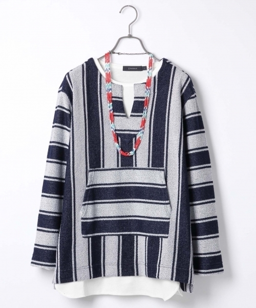 RAGEBLUE(レイジブルー)の「メキシカン裏毛キーネック/713649(Tシャツ/カットソー・メンズ・ブルー系その他/ネイビー/ホワイト・MEDIUM/LARGE)」の3枚目の写真