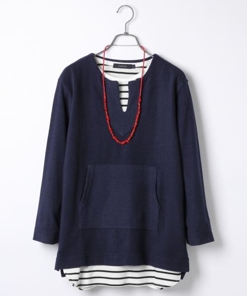 RAGEBLUE(レイジブルー)の「メキシカン裏毛キーネック/713649(Tシャツ/カットソー・メンズ・ブルー系その他/ネイビー/ホワイト・MEDIUM/LARGE)」の2枚目の写真