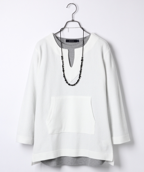 RAGEBLUE(レイジブルー)の「メキシカン裏毛キーネック/713649(Tシャツ/カットソー・メンズ・ブルー系その他/ネイビー/ホワイト・MEDIUM/LARGE)」の1枚目の写真