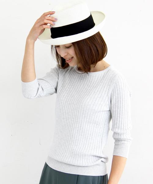 BEAUTY&YOUTH UNITED ARROWS(ビューティーアンドユースユナイテッドアローズ)の「【WEB限定】by ※∵リブクルーネック7分袖ニット ◆(ニット/セーター・レディース・ライトグレー/ナチュラル/ケリー/ネイビー・FREE)」の2枚目の写真