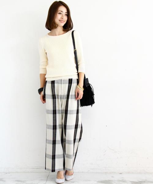 BEAUTY&YOUTH UNITED ARROWS(ビューティーアンドユースユナイテッドアローズ)の「【WEB限定】by ※∵リブクルーネック7分袖ニット ◆(ニット/セーター・レディース・ライトグレー/ナチュラル/ケリー/ネイビー・FREE)」の12枚目の写真