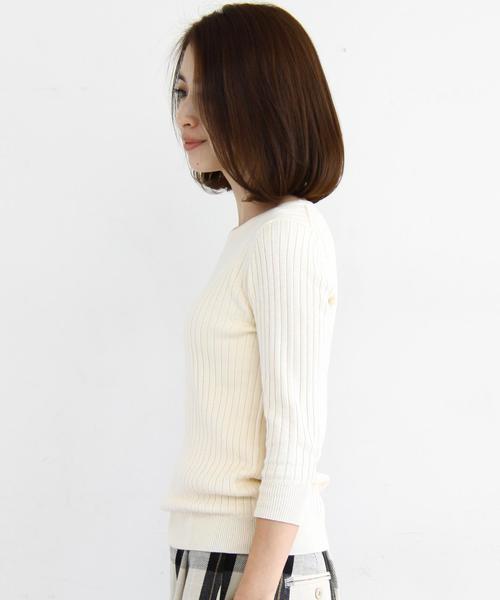 BEAUTY&YOUTH UNITED ARROWS(ビューティーアンドユースユナイテッドアローズ)の「【WEB限定】by ※∵リブクルーネック7分袖ニット ◆(ニット/セーター・レディース・ライトグレー/ナチュラル/ケリー/ネイビー・FREE)」の9枚目の写真