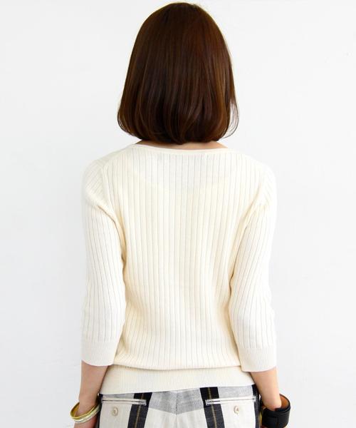 BEAUTY&YOUTH UNITED ARROWS(ビューティーアンドユースユナイテッドアローズ)の「【WEB限定】by ※∵リブクルーネック7分袖ニット ◆(ニット/セーター・レディース・ライトグレー/ナチュラル/ケリー/ネイビー・FREE)」の8枚目の写真