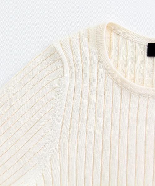 BEAUTY&YOUTH UNITED ARROWS(ビューティーアンドユースユナイテッドアローズ)の「【WEB限定】by ※∵リブクルーネック7分袖ニット ◆(ニット/セーター・レディース・ライトグレー/ナチュラル/ケリー/ネイビー・FREE)」の7枚目の写真