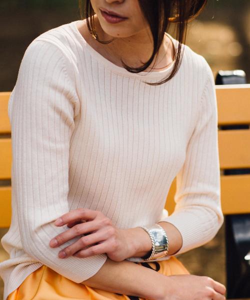 BEAUTY&YOUTH UNITED ARROWS(ビューティーアンドユースユナイテッドアローズ)の「【WEB限定】by ※∵リブクルーネック7分袖ニット ◆(ニット/セーター・レディース・ライトグレー/ナチュラル/ケリー/ネイビー・FREE)」の16枚目の写真