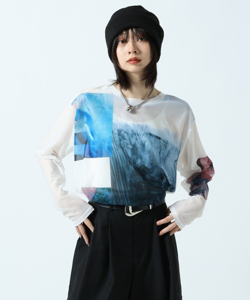 PAGEBOY(ページボーイ)の「マルチフォトシアーロングスリーブ(Tシャツ/カットソー・レディース・ブラック/オフホワイト・FREE)」の2枚目の写真
