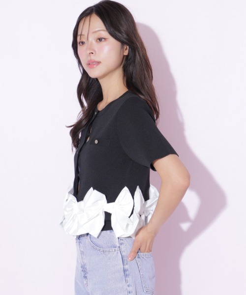 JILL by JILL STUART(ジルバイジルスチュアート)の「裾リボンカーディガン(ニット/セーター・レディース・ブラック/ブルー/ホワイト・FREE)」の19枚目の写真