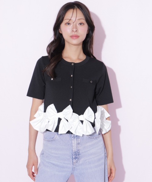 JILL by JILL STUART(ジルバイジルスチュアート)の「裾リボンカーディガン(ニット/セーター・レディース・ブラック/ブルー/ホワイト・FREE)」の17枚目の写真