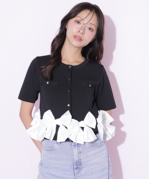 JILL by JILL STUART(ジルバイジルスチュアート)の「裾リボンカーディガン(ニット/セーター・レディース・ブラック/ブルー/ホワイト・FREE)」の18枚目の写真