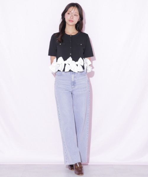 JILL by JILL STUART(ジルバイジルスチュアート)の「裾リボンカーディガン(ニット/セーター・レディース・ブラック/ブルー/ホワイト・FREE)」の22枚目の写真