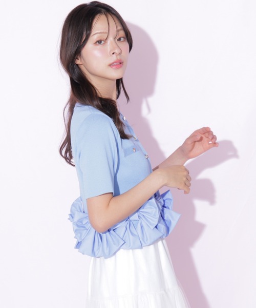 JILL by JILL STUART(ジルバイジルスチュアート)の「裾リボンカーディガン(ニット/セーター・レディース・ブラック/ブルー/ホワイト・FREE)」の8枚目の写真
