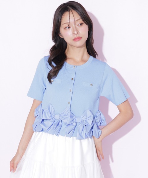 JILL by JILL STUART(ジルバイジルスチュアート)の「裾リボンカーディガン(ニット/セーター・レディース・ブラック/ブルー/ホワイト・FREE)」の5枚目の写真