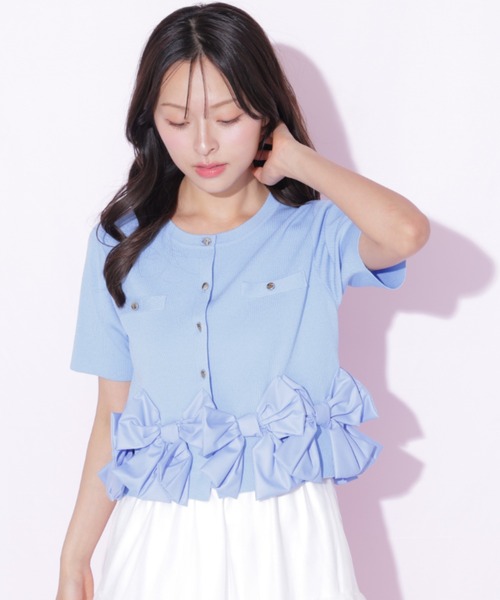 JILL by JILL STUART(ジルバイジルスチュアート)の「裾リボンカーディガン(ニット/セーター・レディース・ブラック/ブルー/ホワイト・FREE)」の6枚目の写真