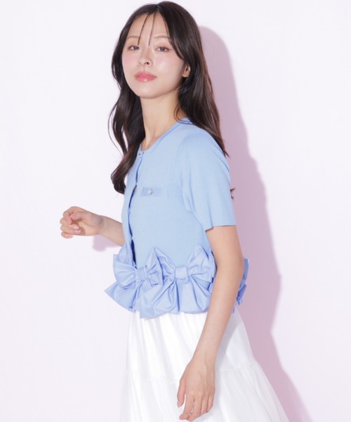 JILL by JILL STUART(ジルバイジルスチュアート)の「裾リボンカーディガン(ニット/セーター・レディース・ブラック/ブルー/ホワイト・FREE)」の7枚目の写真