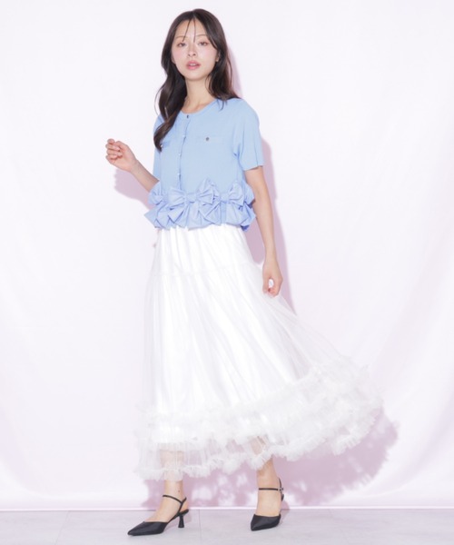 JILL by JILL STUART(ジルバイジルスチュアート)の「裾リボンカーディガン(ニット/セーター・レディース・ブラック/ブルー/ホワイト・FREE)」の11枚目の写真