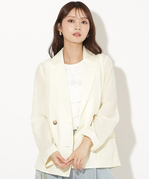 AND COUTURE(アンドクチュール)の「シアーダブルテーラードジャケット(テーラードジャケット・レディース・アイボリー/ベージュ/ブラウン・FREE)」の1枚目の写真